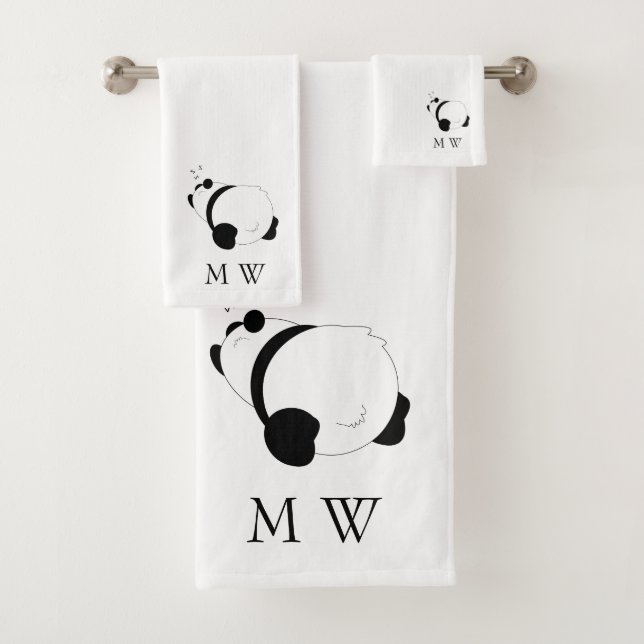 Panda Design Monogrammiert Badhandtuch Set (Insitu)