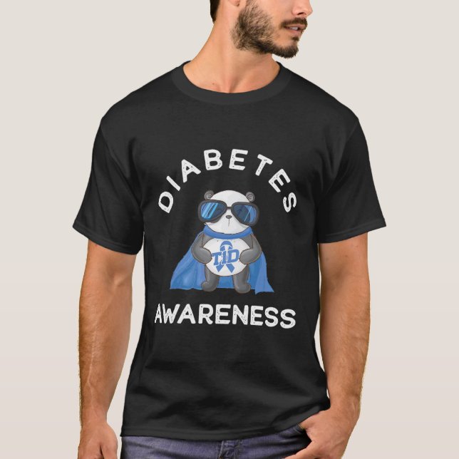 Panda Diabetic Typ 1 Diabetes Awareness Support K T-Shirt (Vorderseite)