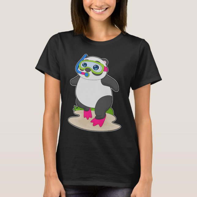 Panda Diver Snorkel Diving T-Shirt (Vorderseite)