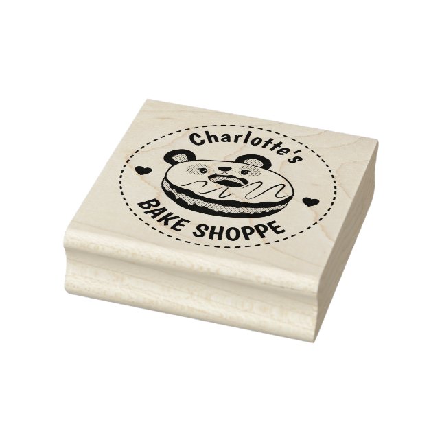 Panda Donut Bake Shop Logo Gummistempel (Stempel)