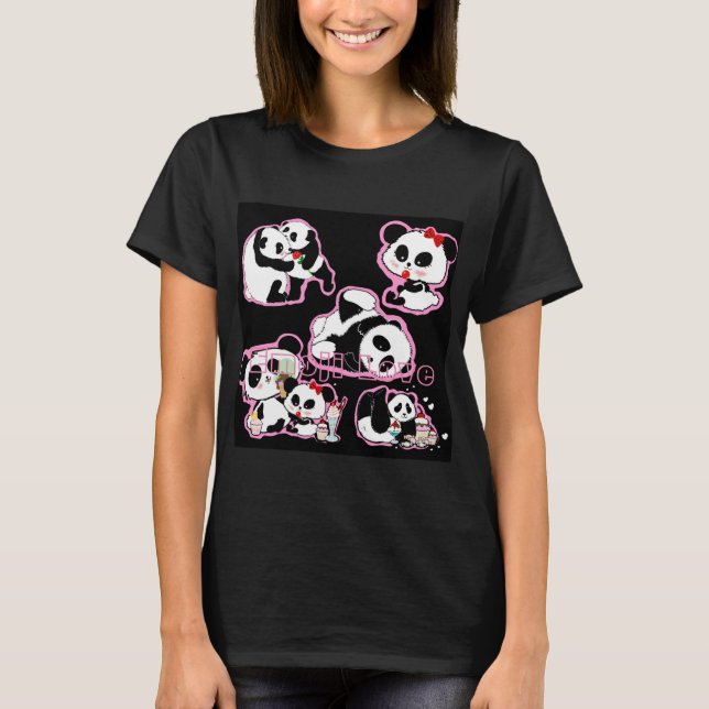 Panda Doodles Kawaii T-Shirt (Vorderseite)