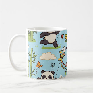 Panda-Drachen-Tasse - Süßes Frühlingsgarten-Muster Kaffeetasse
