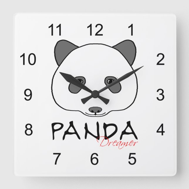 Panda Dreamer Quadratische Wanduhr (Vorderseite)