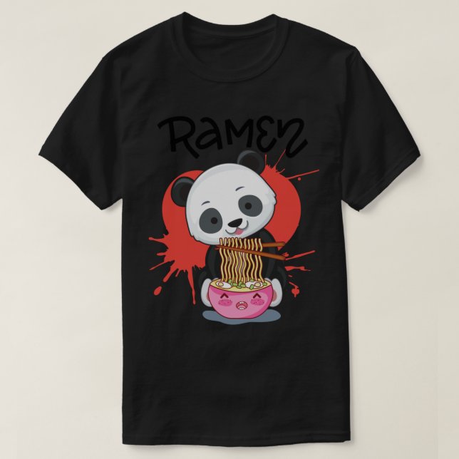 Panda Eat Ramen - Süße Tier Friendly Panda T-Shirt (Design vorne)