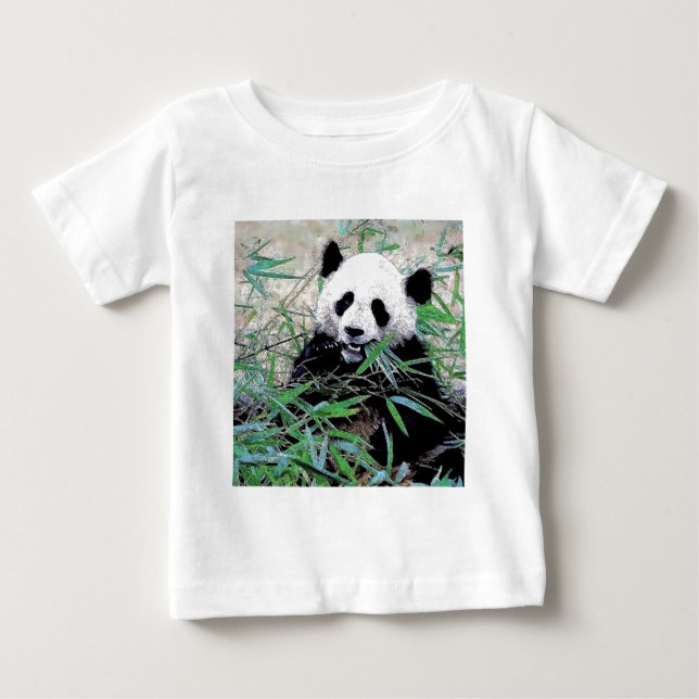 Panda Eating Blätter Baby T-shirt (Vorderseite)