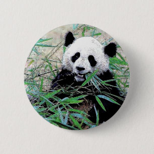 Panda Eating Blätter Button