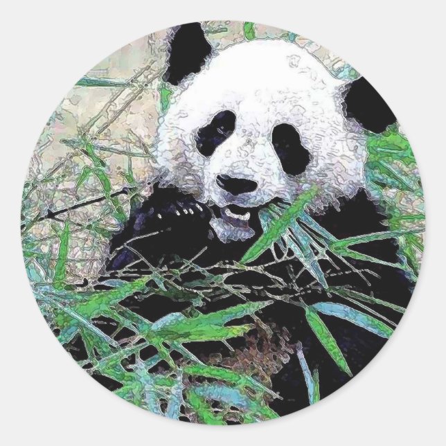 Panda Eating Blätter Runder Aufkleber (Vorderseite)