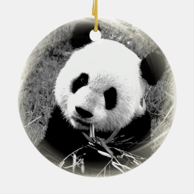 Panda Eating Blätter Weihnachtsbaum Ornament (Hinten)
