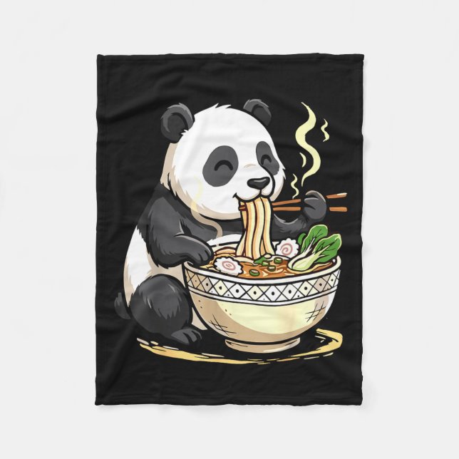 Panda Eating Funny Ramen Noodles  Fleecedecke (Vorderseite)