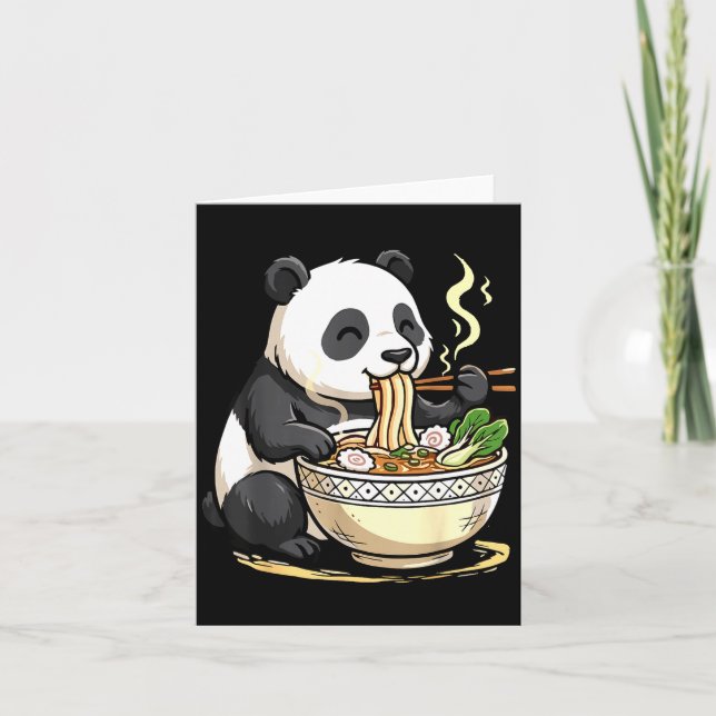 Panda Eating Funny Ramen Noodles  Karte (Vorderseite)