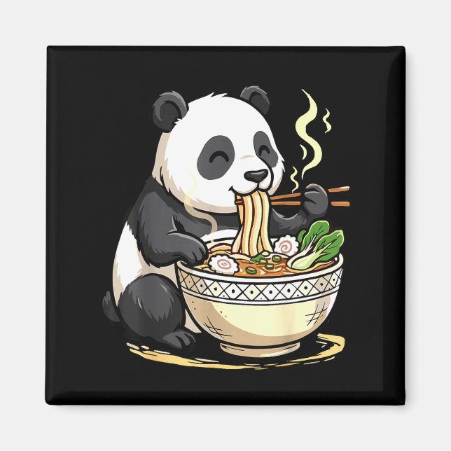 Panda Eating Funny Ramen Noodles  Magnet (Vorne)