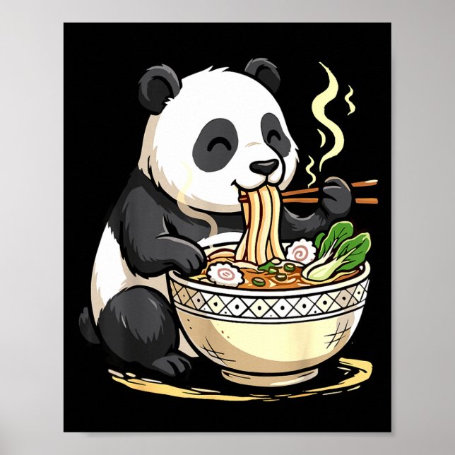 Panda Eating Funny Ramen Noodles  Poster (Vorne)