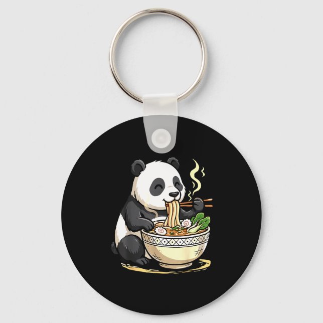 Panda Eating Funny Ramen Noodles  Schlüsselanhänger (Vorderseite)