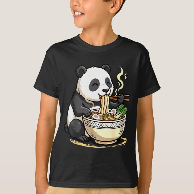 Panda Eating Funny Ramen Noodles  T-Shirt (Vorderseite)