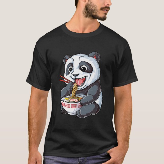 Panda Eating Ra Kawaii Giant Japanese Noodle T-Shirt (Vorderseite)