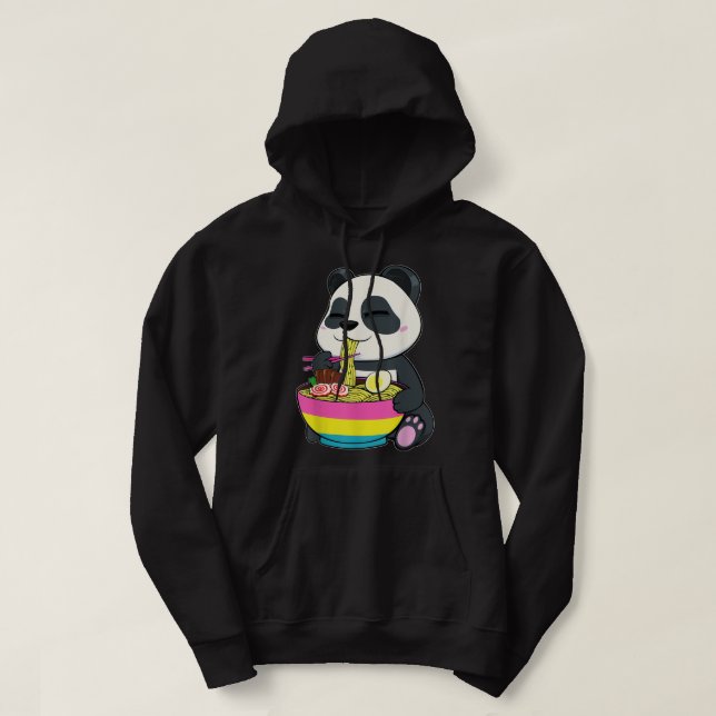 Panda Eating Ramen LGBT-Q Pansexual Pride Pan Flag Hoodie (Design vorne)