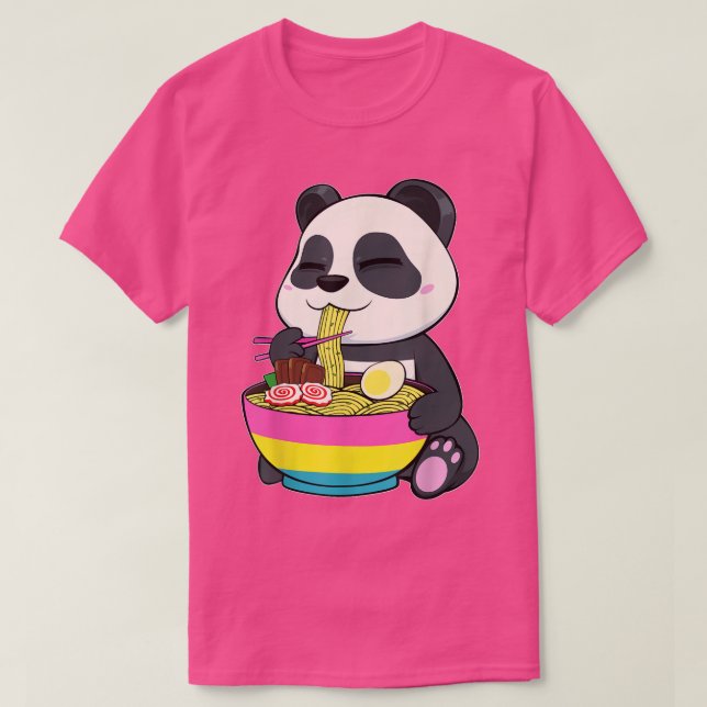 Panda Eating Ramen LGBTQ Panseual Pride Pan Flag C T-Shirt (Design vorne)