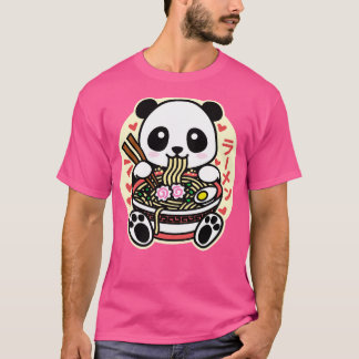 Panda Eating Ramen Niedlich Kawaii Design T-Shirt