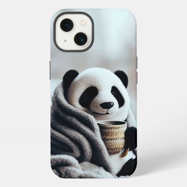 Panda eingewickelt im Winter  iPhone Hülle (Rückseite)