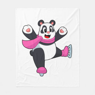Panda Eislaufen Schlittschuhe Fleecedecke