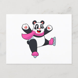 Panda Eislaufen Schlittschuhe Postkarte