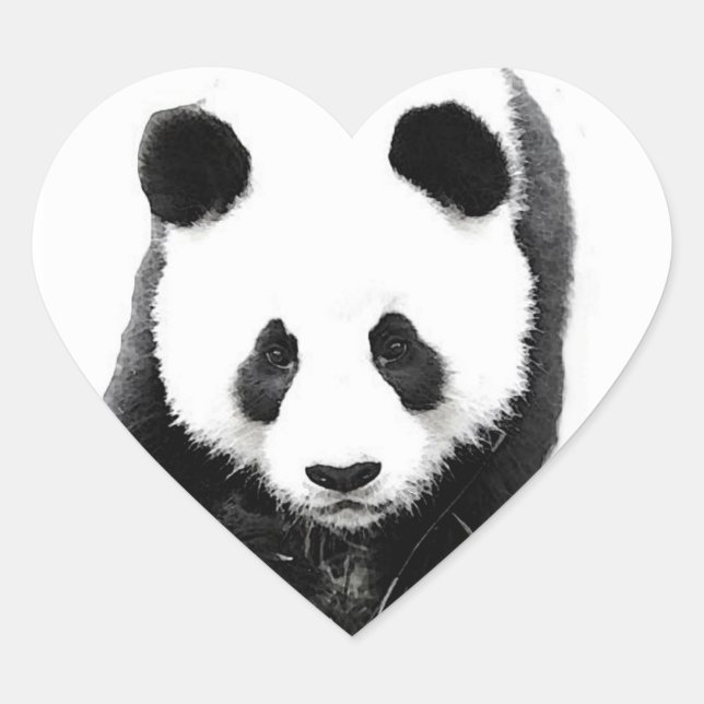 Panda Face Heart Sticker (Vorderseite)