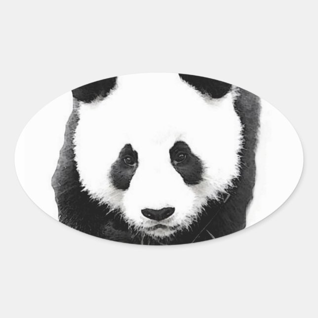 Panda Face Oval Aufkleber (Vorderseite)