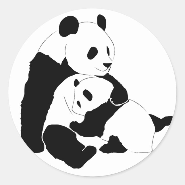 Panda-Familie Runder Aufkleber (Vorderseite)