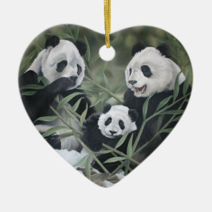 Panda-Familien-Verzierung Keramik Ornament
