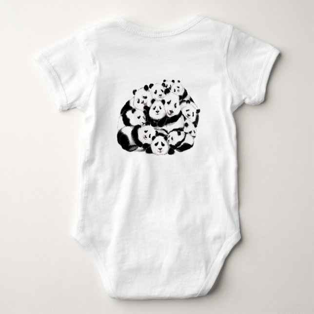 Panda Family Baby Bodysuit - Spaß Baby Strampler (Rückseite)