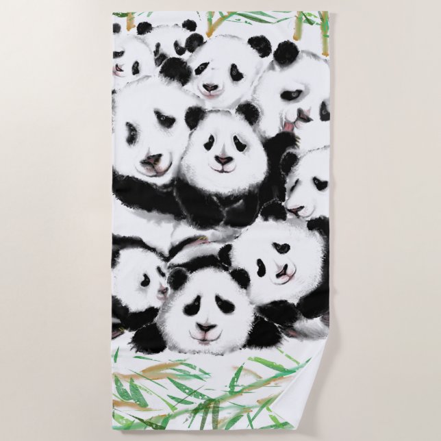 Panda Family Funny Beach Handtuch (Vorderseite)