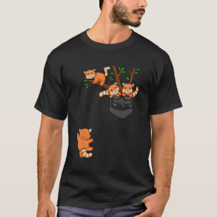 Panda Family Lazy Panda Pocket in Rot T-Shirt