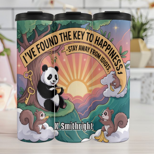 Panda fand Schlüssel zum Glück Thermosbecher (Von Creator hochgeladen)