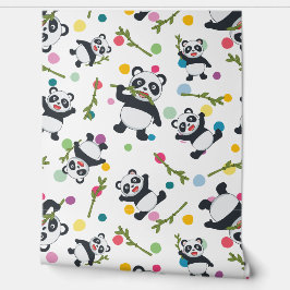 Panda farbenfroh polka dot white peal tapete