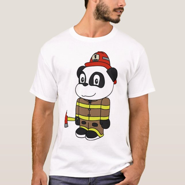 Panda - Feuerwehrmann T-Shirt (Vorderseite)