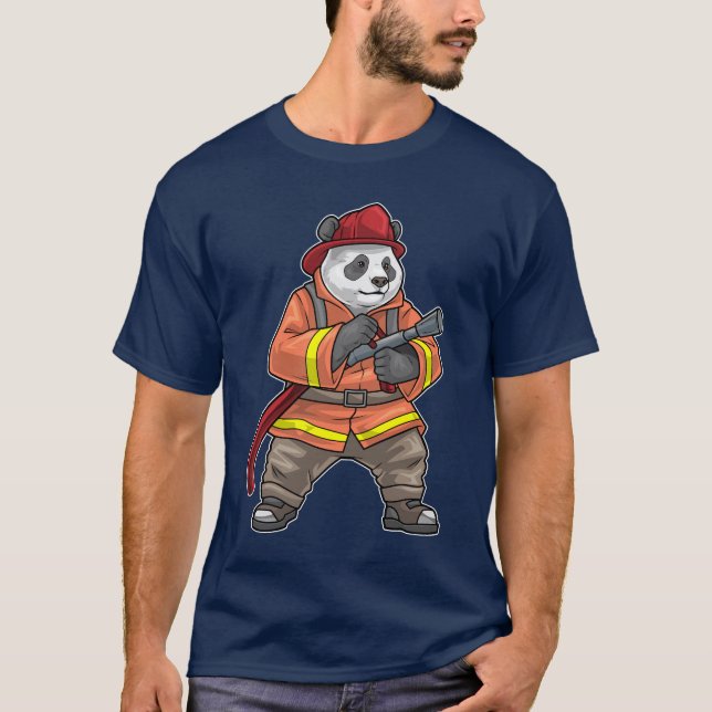 Panda Firefighter Feuerlöschschlauch-Abteilung T-Shirt (Vorderseite)