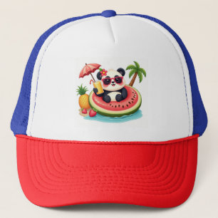 Panda Float Fun 🧢 Tropischer Strandkappen-Stil Truckerkappe