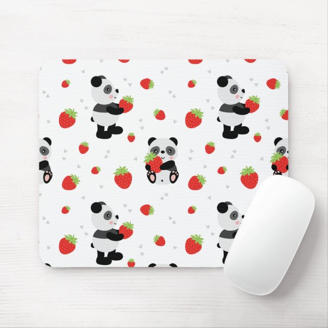 Panda fofo com morango mousepad (Mit Mouse)