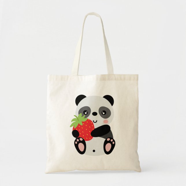 Panda fofo com morango tragetasche (Vorne)