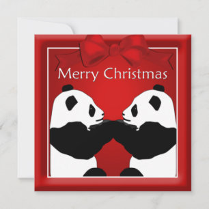 Panda Friends Couple Weihnachtsgrüßen Feiertagskarte