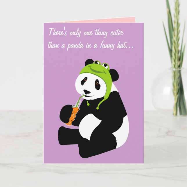 Panda Frog Hat (Geburtstag) Karte (Vorderseite)