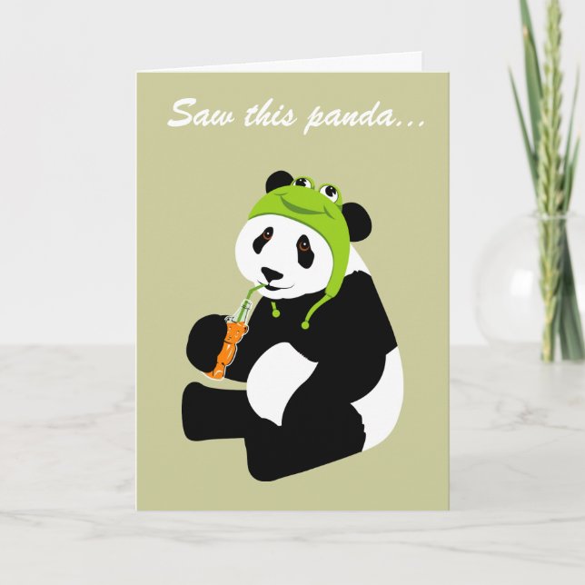 Panda Frog Hat (Geburtstag) Karte (Vorderseite)