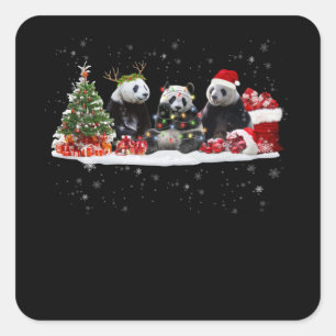 panda fröhliches Weihnachtsgeschenk für Panda-Lieb Quadratischer Aufkleber