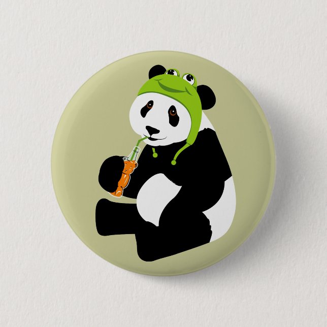 Panda-Frosch-Hut Button (Vorderseite)