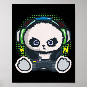 Panda Gaming-Shirt Jungen Mädchen Kinder Gamer-Ges Poster