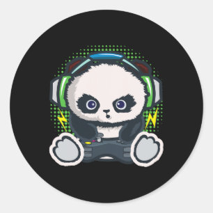 Panda Gaming-Shirt Jungen Mädchen Kinder Gamer-Ges Runder Aufkleber