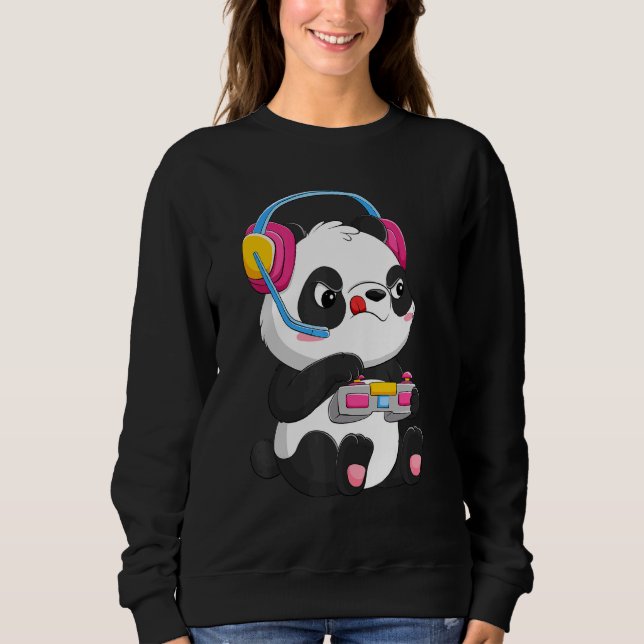 Panda Gaming Video Gamer Kinder Jungs Mädchen Sweatshirt (Vorderseite)