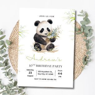 Panda-Geburtstagseinladung, Bambus-Panda-Jungen-Ge Einladung