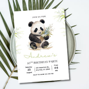 Panda-Geburtstagseinladung, Panda-Geburtstagsfeier Einladung