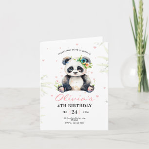 Panda-Geburtstagseinladung, Panda-Mädchen-Geburtst Einladung
